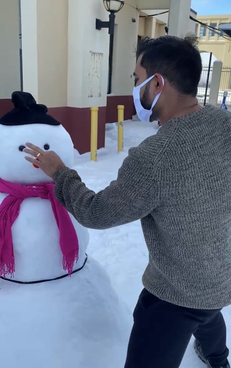BAT staff built a snowman that became an attraction for patients.