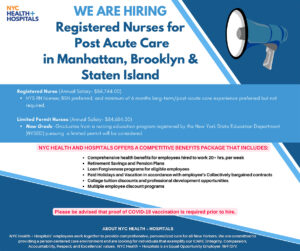 WE ARE HIRING – Registered Nurses for Post Acute Care in Manhattan, Brooklyn & Staten Island