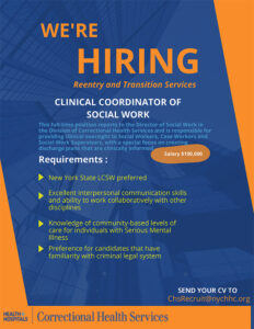 Correctional Health Services We Are Hiring Reentry and Transition Services Clinical Coordinator of Social Work